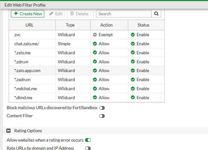 Web fillter trên FortiGate chặn Zalo, user không gửi hình được