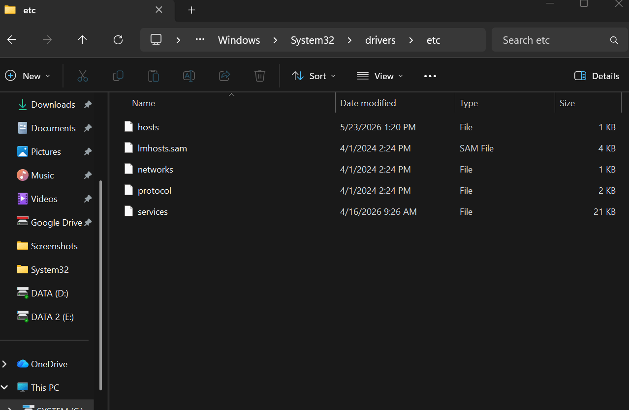 Cách thao tác chỉnh sửa File “hosts”trong Windows