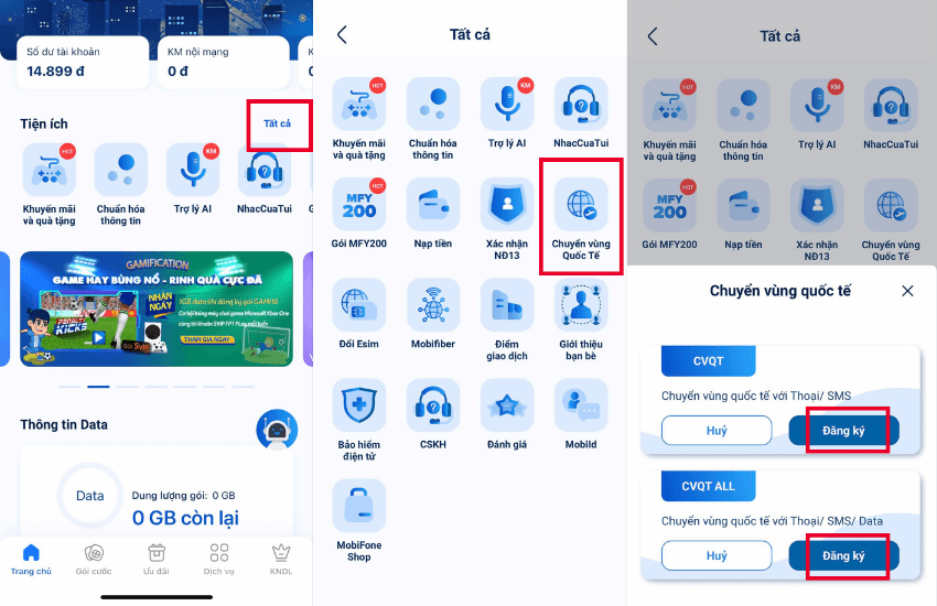 Hướng dẫn chuyển vùng quốc tế đối với Sim Mobifone