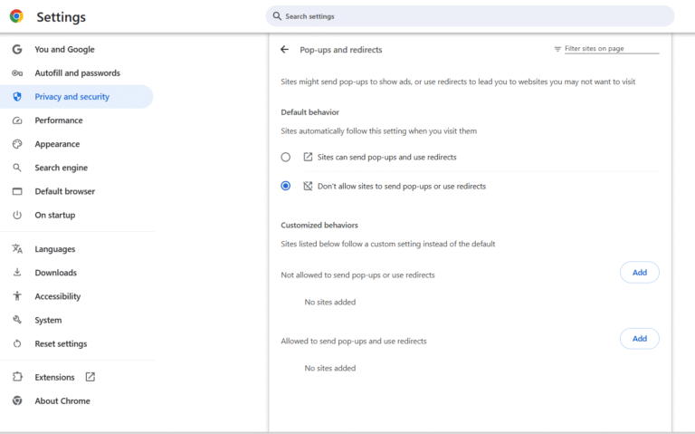 Cách bật Pop up trong Chrome