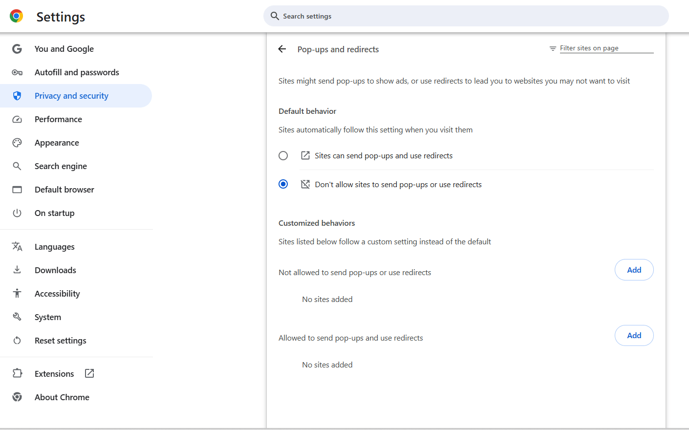 Cách bật Pop up trong Chrome