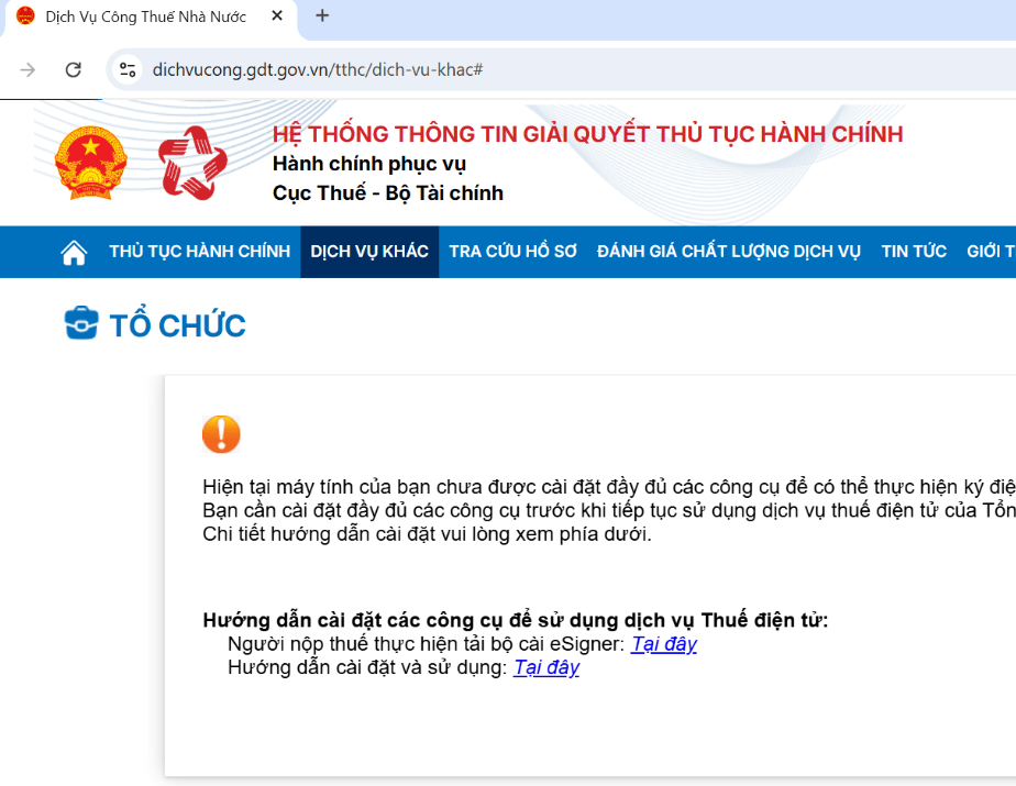 Một số lỗi thường gặp khi vào trang dịch vụ công khai báo thuế