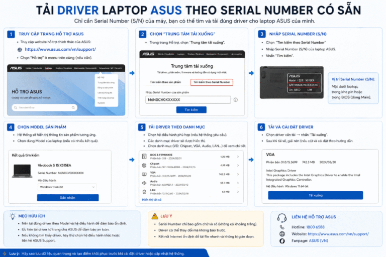 Tải Driver laptop ASUS theo Serial Number có sẵn