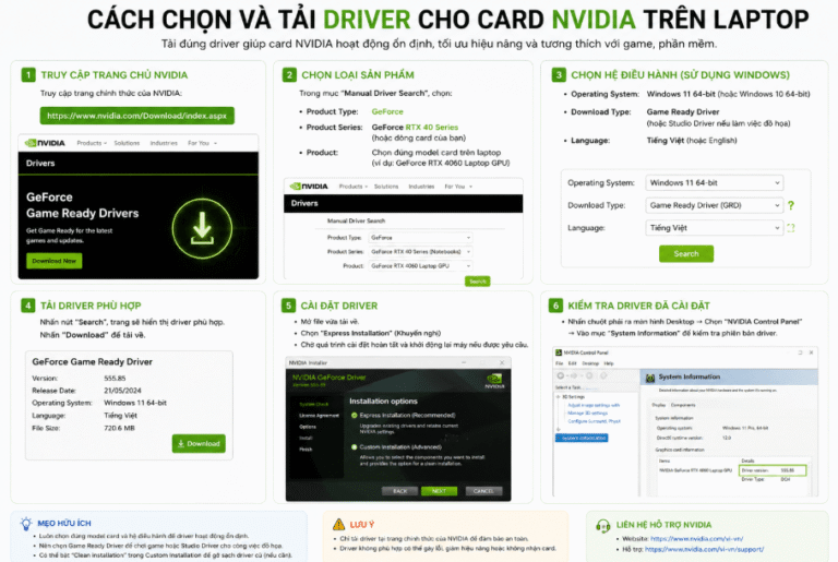 Cách chọn và tải Driver cho Card NVIDIA trên laptop