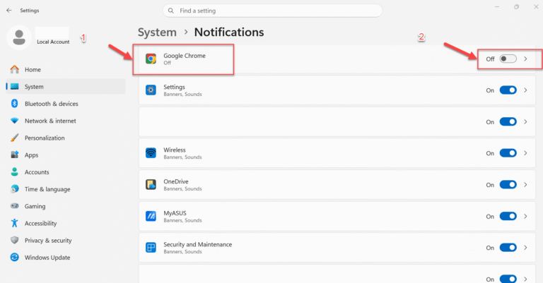 Tắt thông báo từ trình duyệt Chrome trên máy tính Windows 11