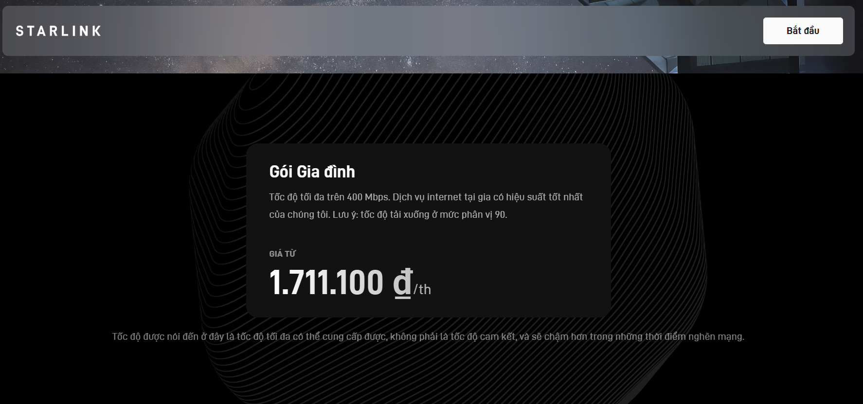 Gói cước Internet vệ tinh Starlink tại Việt Nam
